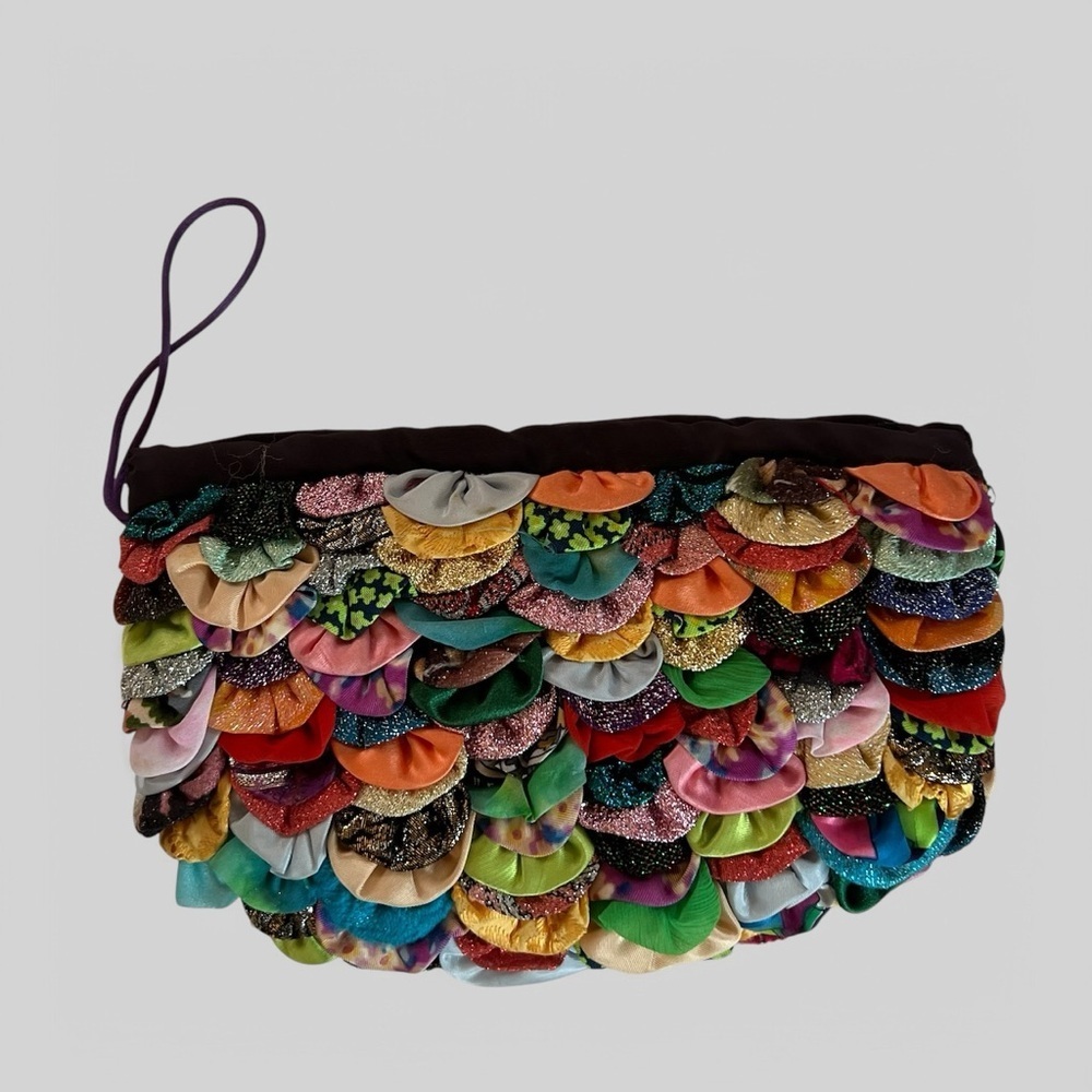Clutch bag multicolored scallop fabric - Picture 2 of 7